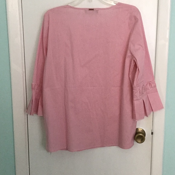 Ivanka Trump - Pink Striped Split Neck Blouse - Picture 7 of 8